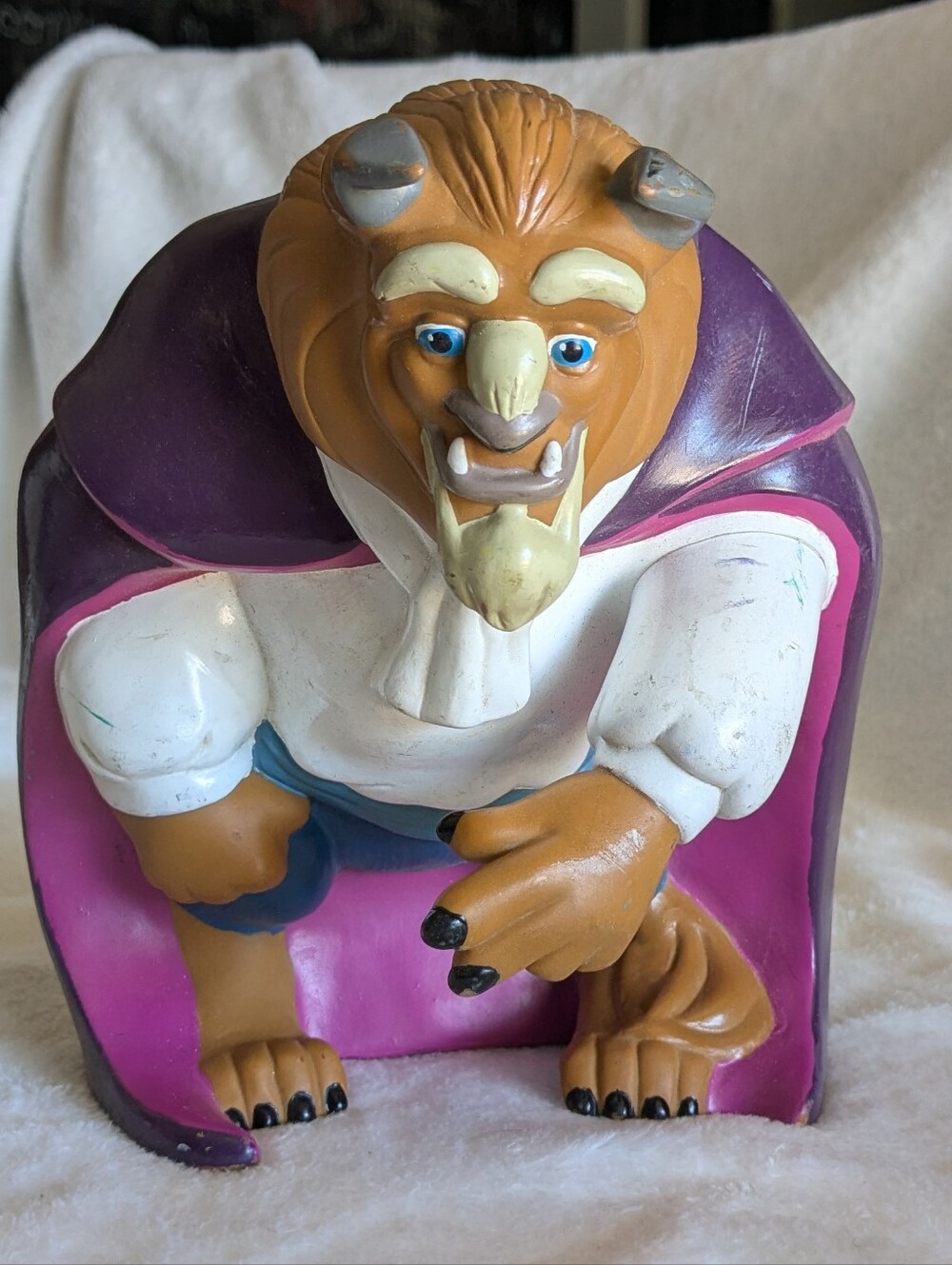Vintage 1993 Disney Beauty and the Beast "The Beast" Vinyl Coin Bank